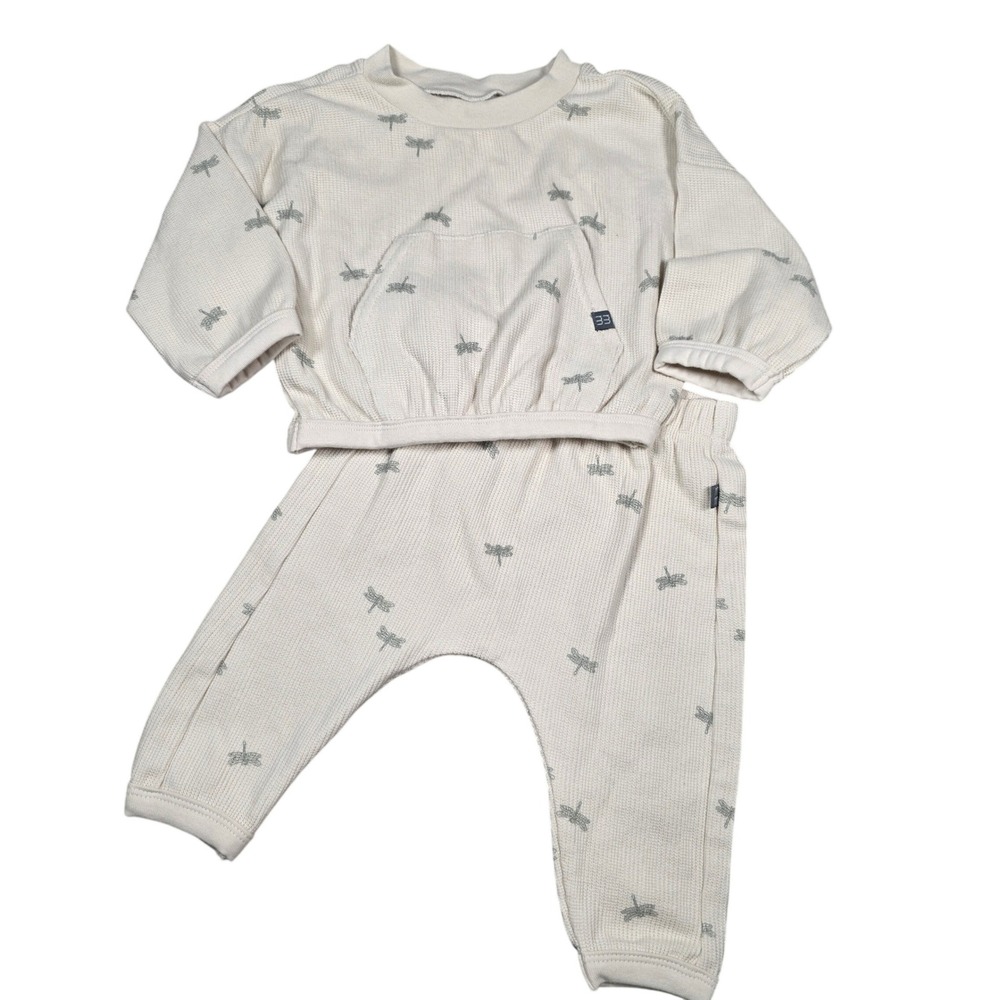 Modern Moments by Gerber Baby 2PC‎ Waffle Knit Set Tan Dragonfly 3-6M NWT